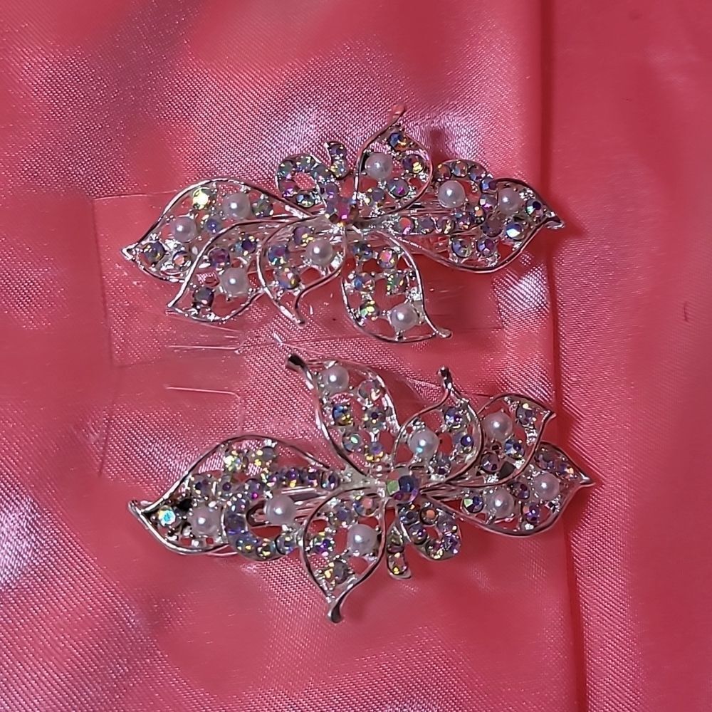 Rhinestone  Hair pin Clip Barrette Head Jewelry Accessory White Color Stone